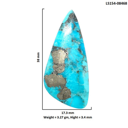 Kingman Turquoise With Pyrite 17.3x38x3.4 mm Fancy Shape Polished Gemstone LS154-08468