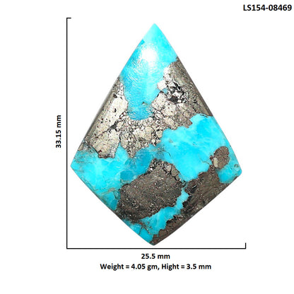 Kingman Turquoise With Pyrite 25.5x33.15x3.5 mm Fancy Shape Polished Gemstone LS154-08469