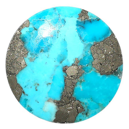 Kingman Turquoise With Pyrite 25x25x4 mm Round Shape Polished Gemstone LS154-08470