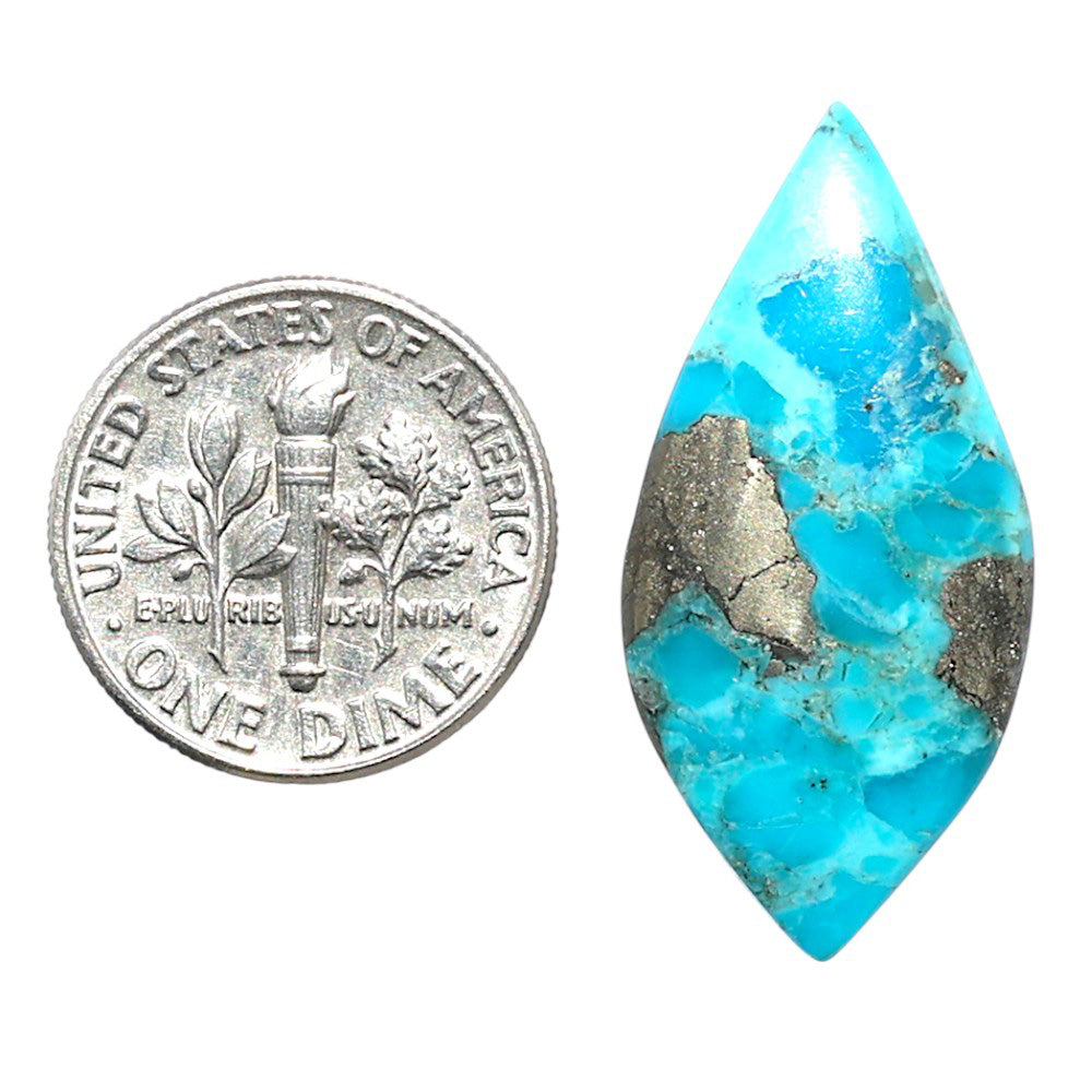 Kingman Turquoise With Pyrite 14.5x30x3.5 mm Marquise Shape Polished Gemstone LS154-08471