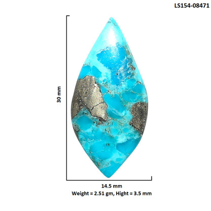 Kingman Turquoise With Pyrite 14.5x30x3.5 mm Marquise Shape Polished Gemstone LS154-08471