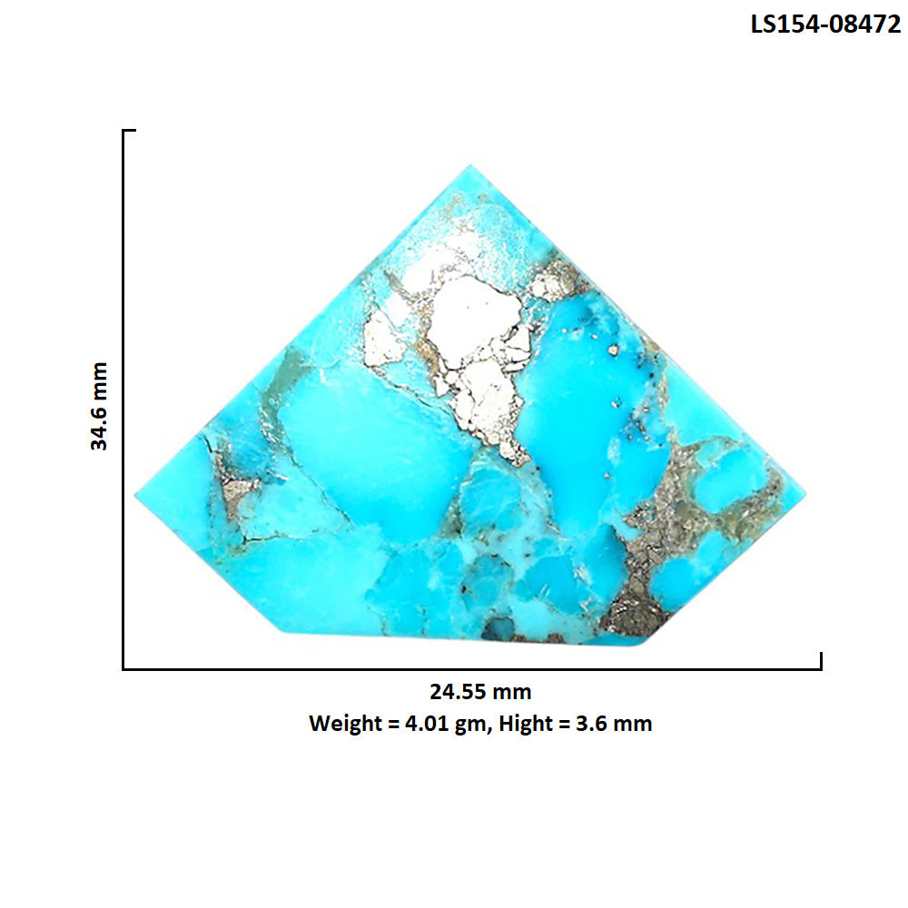 Kingman Turquoise With Pyrite 24.55x34.6x3.6 mm Fancy Shape Polished Gemstone LS154-08472