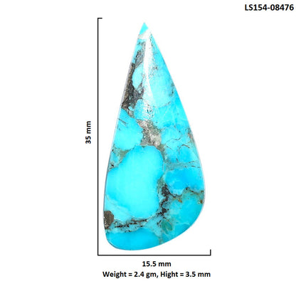 Kingman Turquoise With Pyrite 15.5x35x3.5 mm Fancy Shape Polished Gemstone LS154-08476