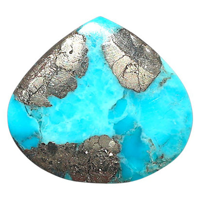 Kingman Turquoise With Pyrite 21.65x23.9x2.5 mm Heart Shape Polished Gemstone LS154-08477