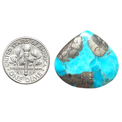 Kingman Turquoise With Pyrite 21.65x23.9x2.5 mm Heart Shape Polished Gemstone LS154-08477