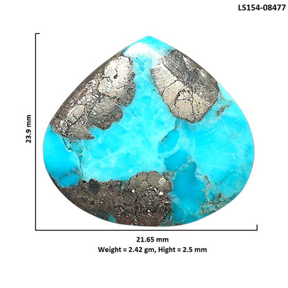 Kingman Turquoise With Pyrite 21.65x23.9x2.5 mm Heart Shape Polished Gemstone LS154-08477