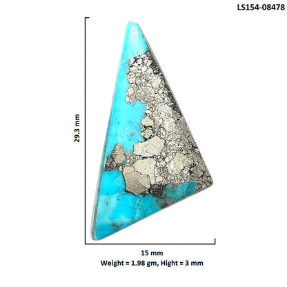 Kingman Turquoise With Pyrite 15x29.3x3 mm Fancy Shape Polished Gemstone LS154-08478