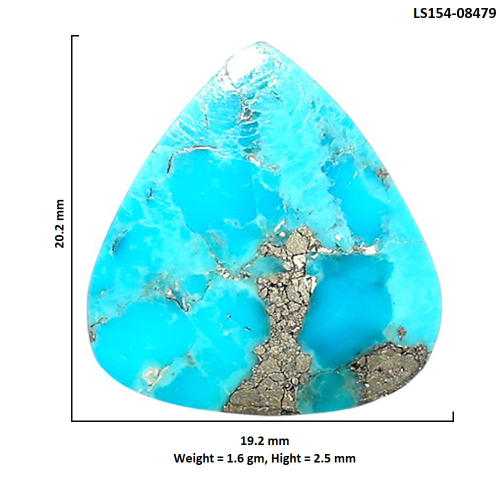 Kingman Turquoise With Pyrite 19.2x20.2x2.5 mm Heart Shape Polished Gemstone LS154-08479