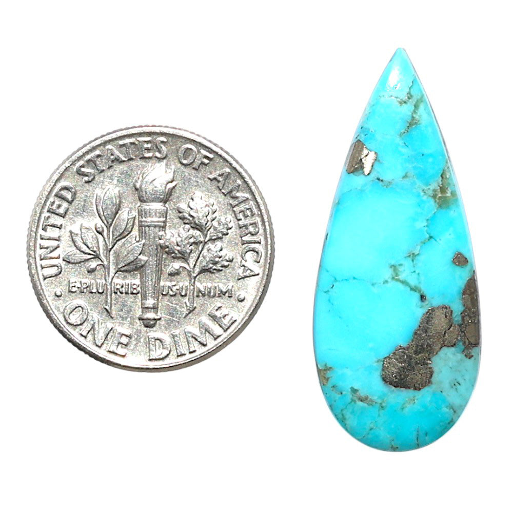 Kingman Turquoise With Pyrite 12x29x2.8 mm Pear Shape Polished Gemstone LS154-08481