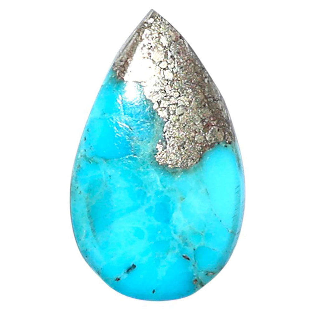 Kingman Turquoise With Pyrite 12.2x20.1x3.4 mm Pear Shape Polished Gemstone LS154-08487