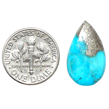 Kingman Turquoise With Pyrite 12.2x20.1x3.4 mm Pear Shape Polished Gemstone LS154-08487