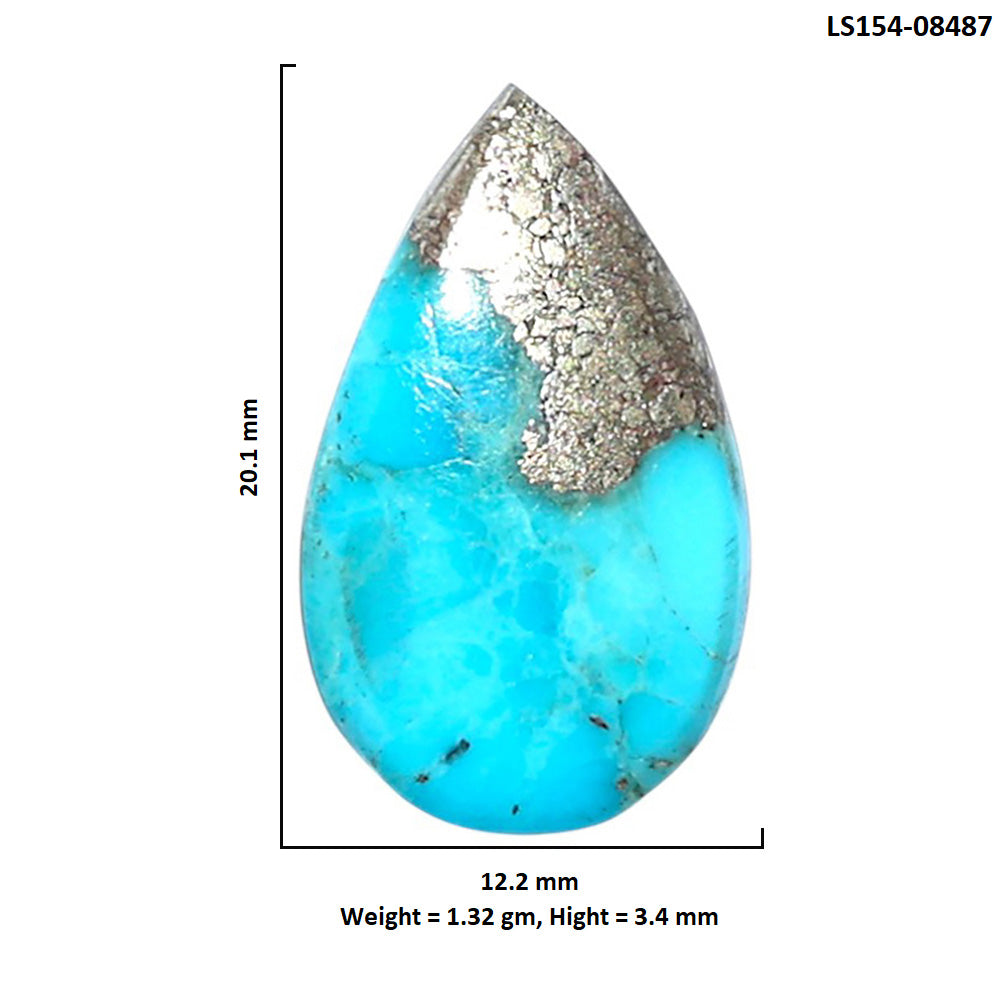 Kingman Turquoise With Pyrite 12.2x20.1x3.4 mm Pear Shape Polished Gemstone LS154-08487