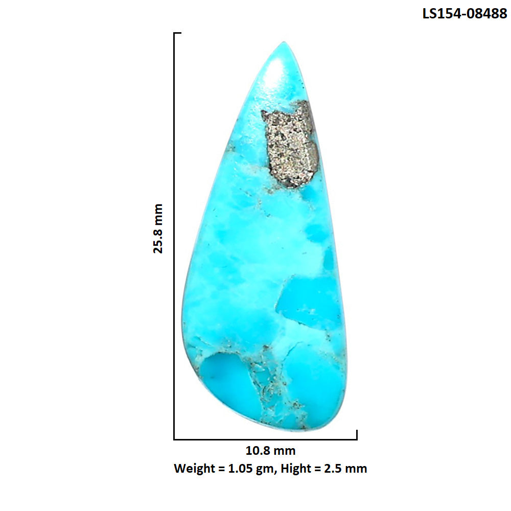 Kingman Turquoise With Pyrite 10.8x25.8x2.5 mm Fancy Shape Polished Gemstone LS154-08488