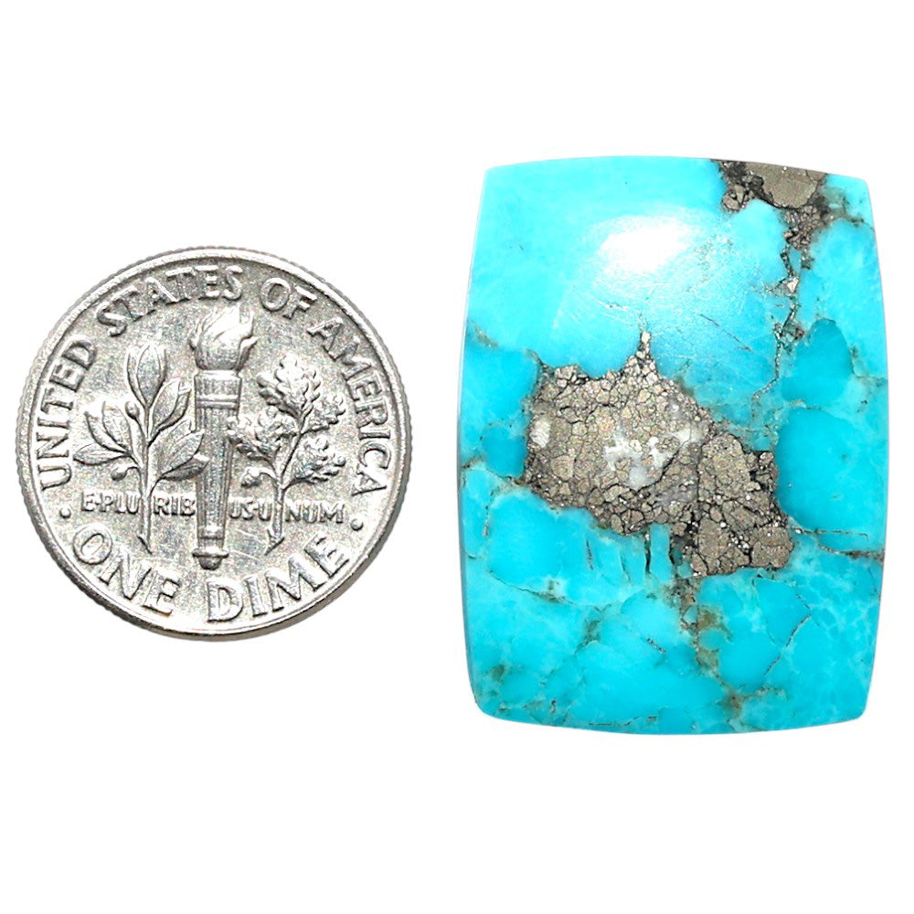 Kingman Turquoise With Pyrite 19.5x26x4 mm Cushion Shape Polished Gemstone LS154-08489