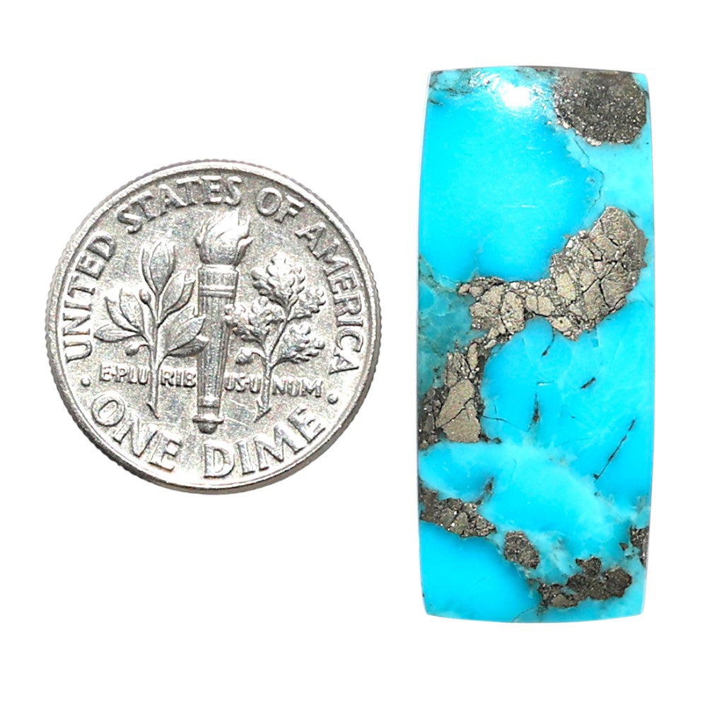 Kingman Turquoise With Pyrite 12.8x29.5x3 mm Baguette Shape Polished Gemstone LS154-08491