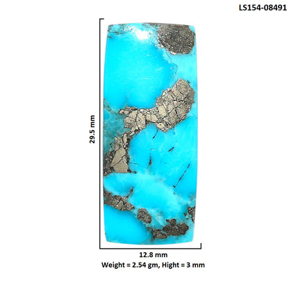 Kingman Turquoise With Pyrite 12.8x29.5x3 mm Baguette Shape Polished Gemstone LS154-08491