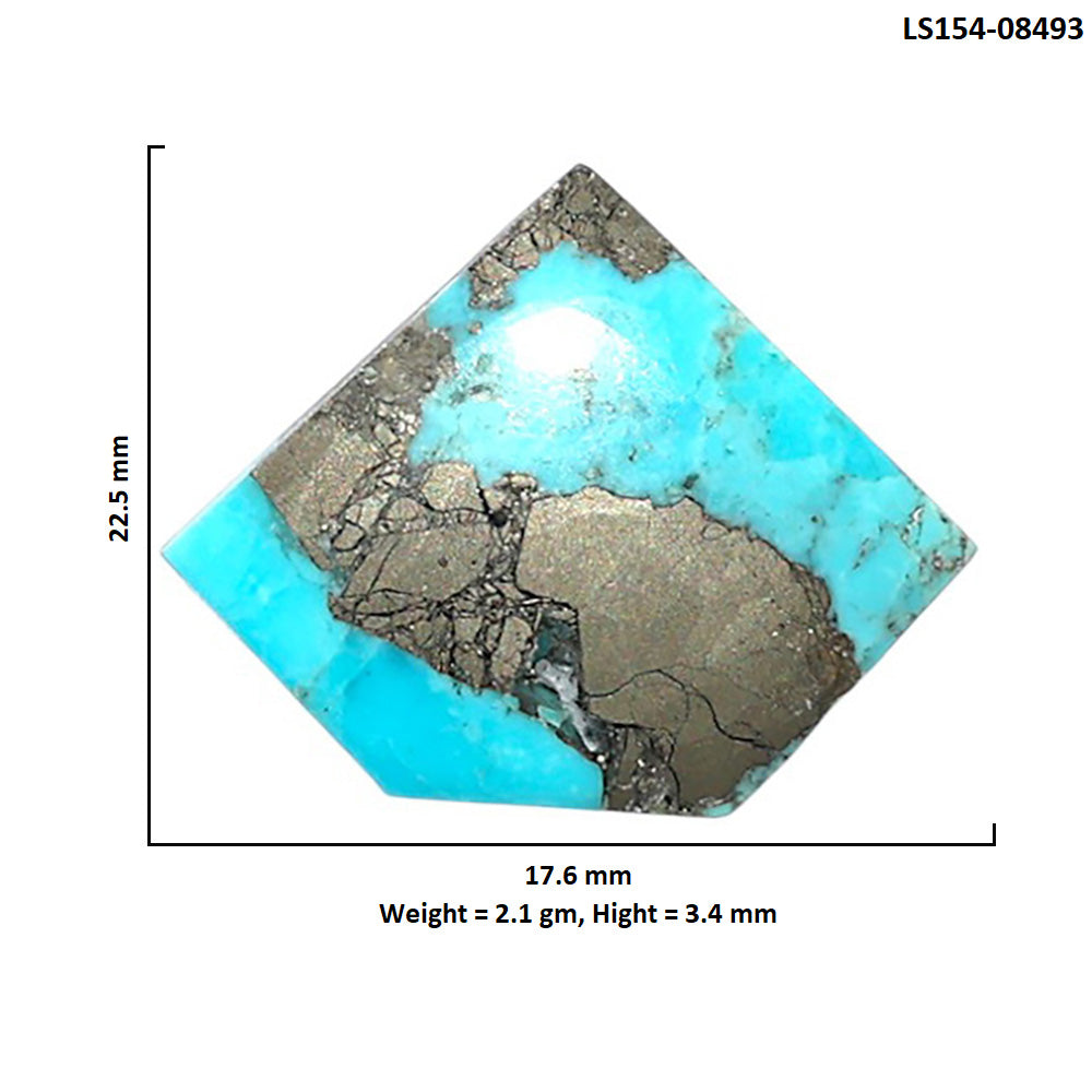 Kingman Turquoise With Pyrite 17.6x22.5x3.4 mm Fancy Shape Polished Gemstone LS154-08493