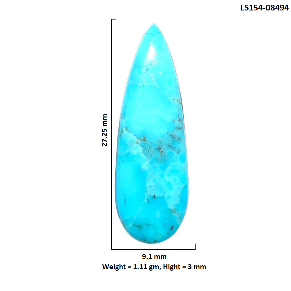 Kingman Turquoise With Pyrite 9.1x27.25x3 mm Pear Shape Polished Gemstone LS154-08494