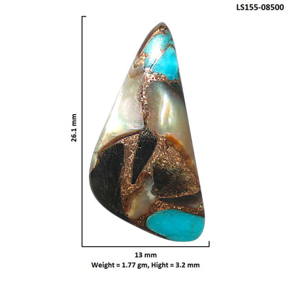 Shell In Black Blue Turquoise 13x26.1x3.2 mm Fancy Shape Polished Gemstone LS155-08500