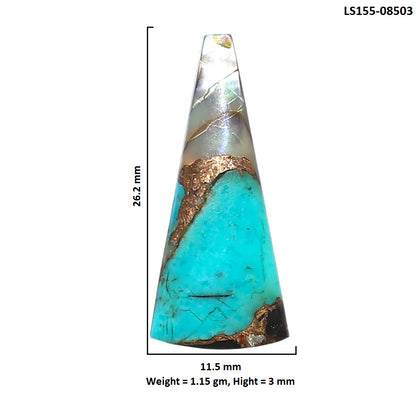 Shell In Black Blue Turquoise 11.5x26.2x3 mm Fancy Shape Polished Gemstone LS155-08503