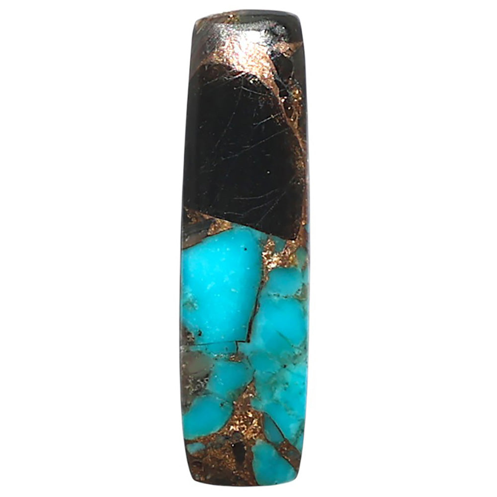 Shell In Black Blue Turquoise 7.7x28x3 mm Baguette Shape Polished Gemstone LS155-08504