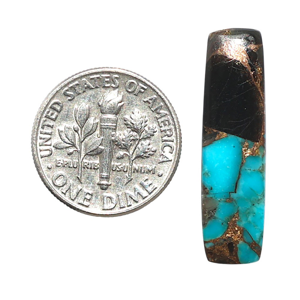 Shell In Black Blue Turquoise 7.7x28x3 mm Baguette Shape Polished Gemstone LS155-08504