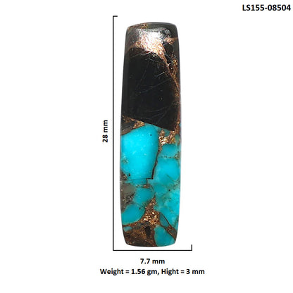 Shell In Black Blue Turquoise 7.7x28x3 mm Baguette Shape Polished Gemstone LS155-08504