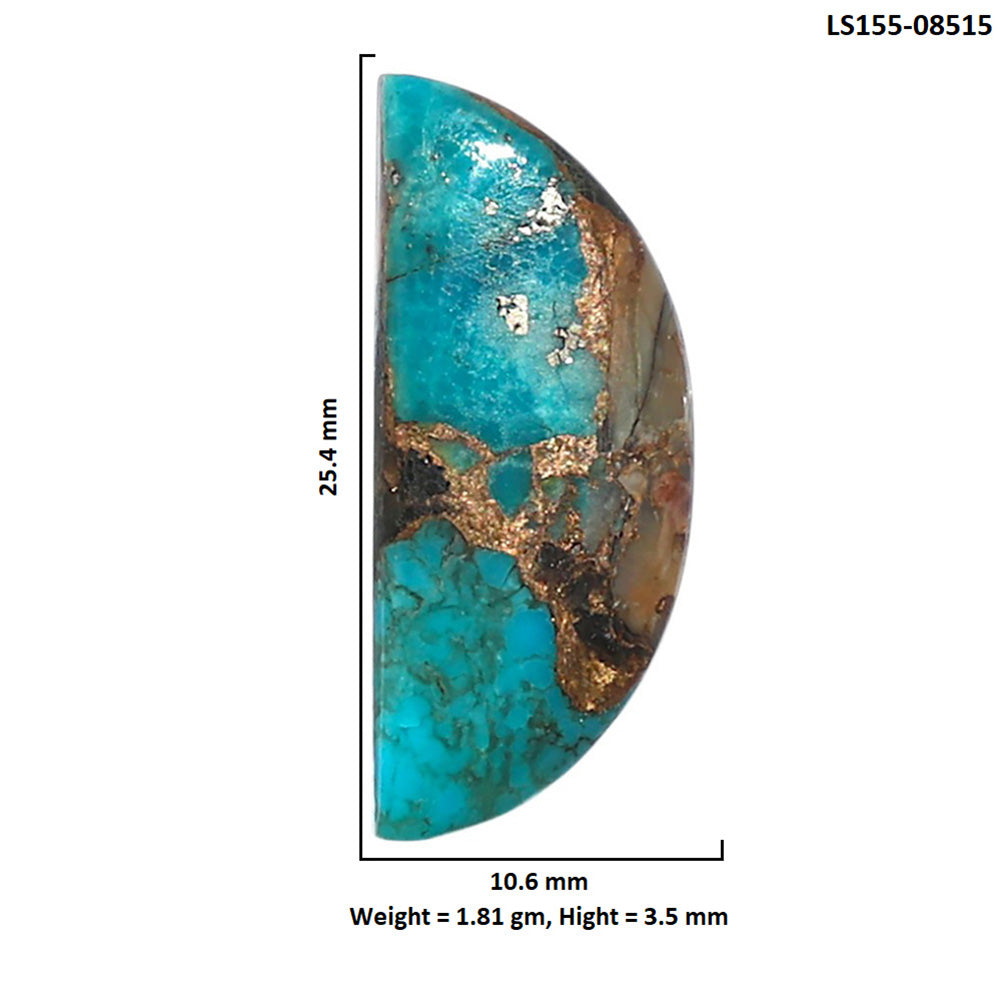 Shell In Black Blue Turquoise 10.6x25.4x3.5 mm Fancy Shape Polished Gemstone LS155-08515