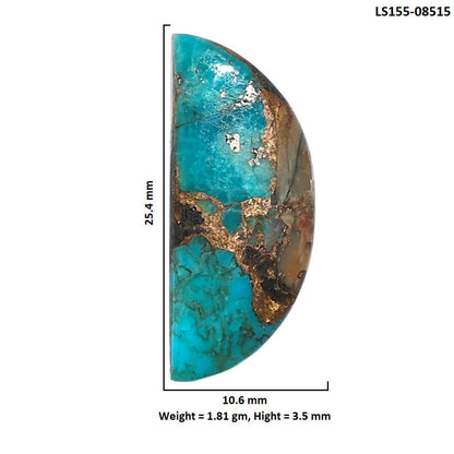 Shell In Black Blue Turquoise 10.6x25.4x3.5 mm Fancy Shape Polished Gemstone LS155-08515