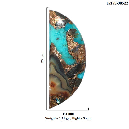 Shell In Black Blue Turquoise 9.5x25x3 mm Fancy Shape Polished Gemstone LS155-08522