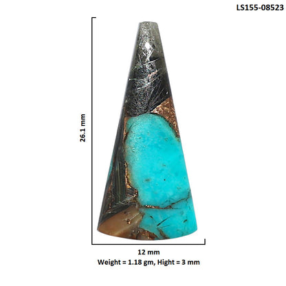 Shell In Black Blue Turquoise 12x26.1x3 mm Fancy Shape Polished Gemstone LS155-08523