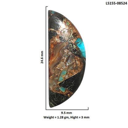 Shell In Black Blue Turquoise 9.5x24.6x3 mm Fancy Shape Polished Gemstone LS155-08524