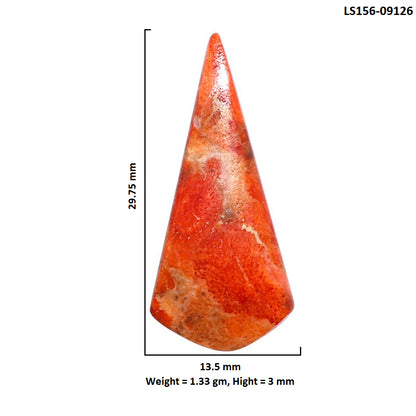 Red Sponge Coral 13.5x29.75x3 mm Fancy Shape Polished Gemstone LS156-09126