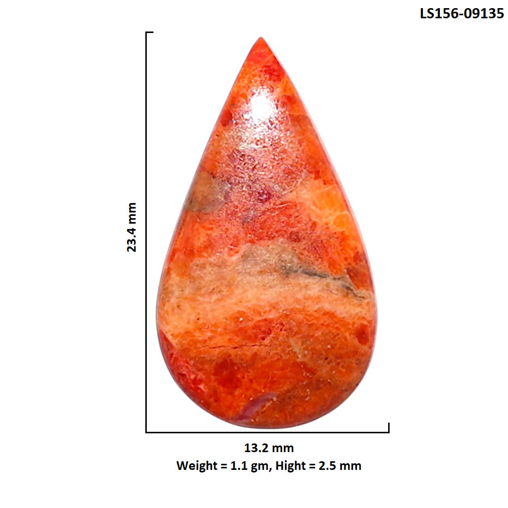 Red Sponge Coral 13.2x23.4x2.5 mm Pear Shape Polished Gemstone LS156-09135