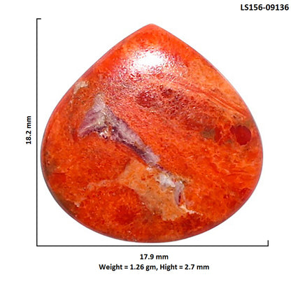 Red Sponge Coral 17.9x18.2x2.7 mm Heart Shape Polished Gemstone LS156-09136