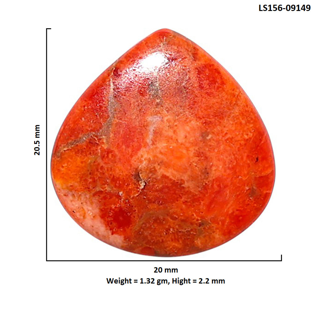Red Sponge Coral 20x20.5x2.2 mm Heart Shape Polished Gemstone LS156-09149