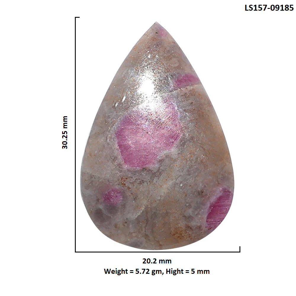 Ruby-In-Feldspar 20.2x30.25x5 mm Pear Shape Polished Gemstone LS157-09185