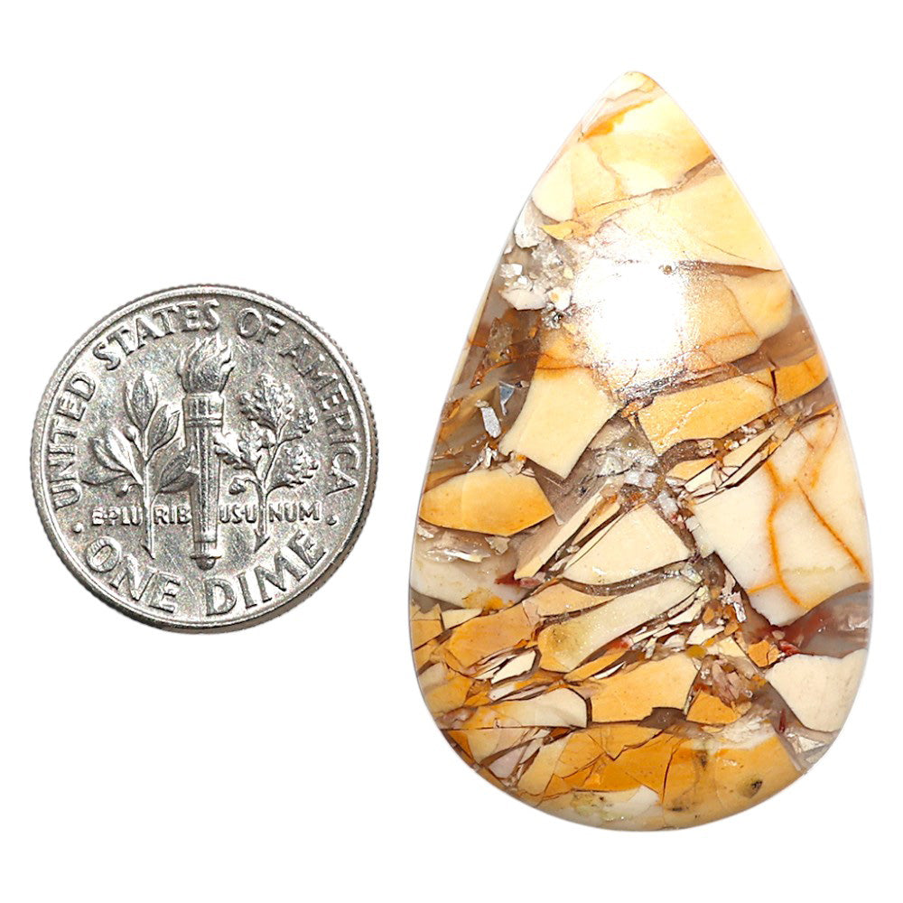 Natural Brecciated Mookaite 23.7x38.7x5 mm Pear Shape Polished Gemstone LS158-09189