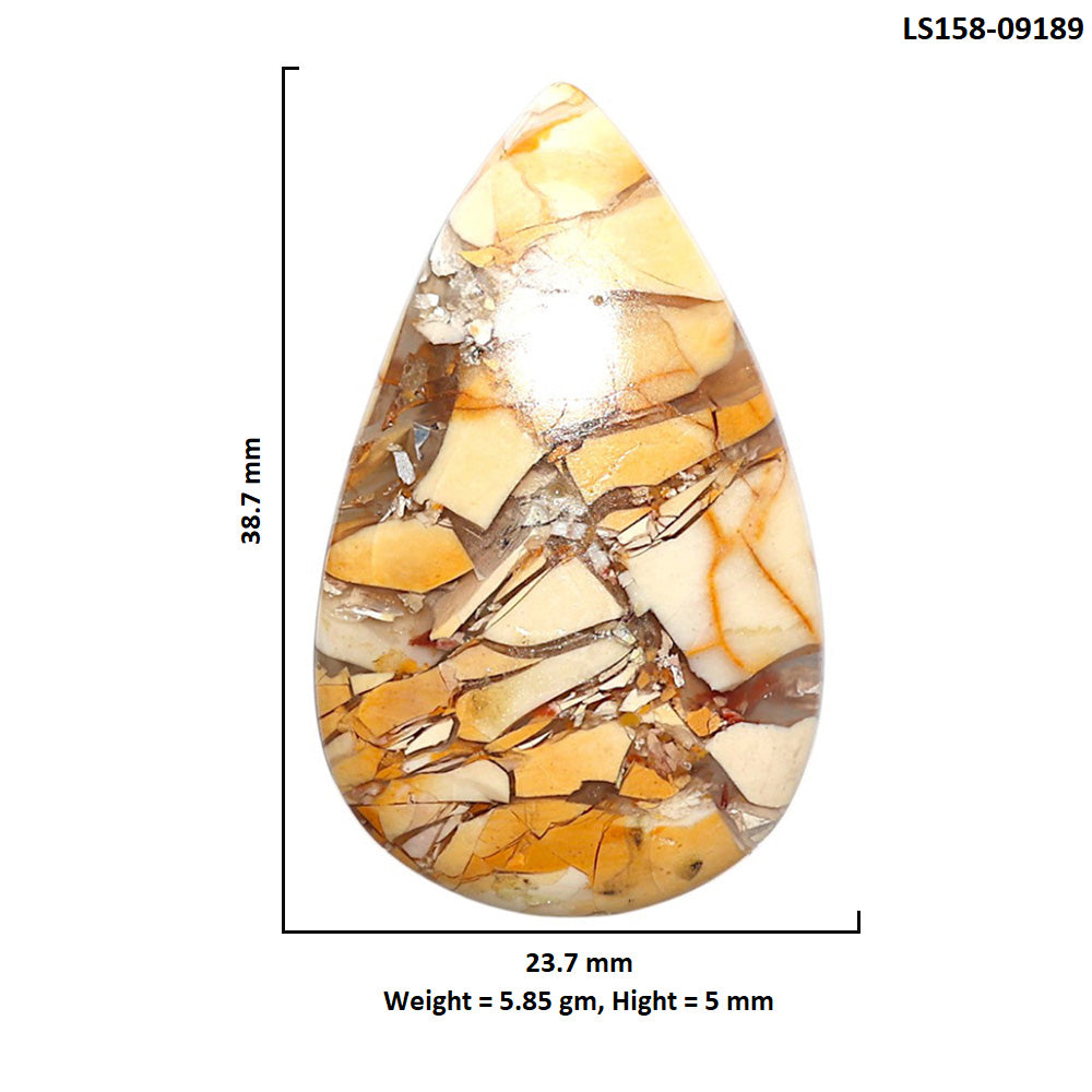 Natural Brecciated Mookaite 23.7x38.7x5 mm Pear Shape Polished Gemstone LS158-09189