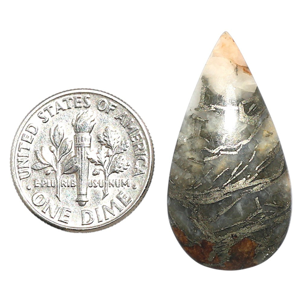 Natural Feder Pyrite 15.5x29.45x4.5 mm Pear Shape Polished Gemstone LS160-09267
