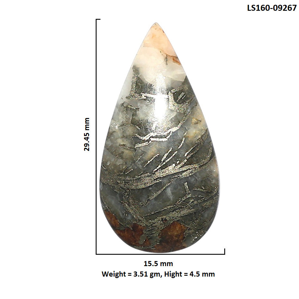 Natural Feder Pyrite 15.5x29.45x4.5 mm Pear Shape Polished Gemstone LS160-09267