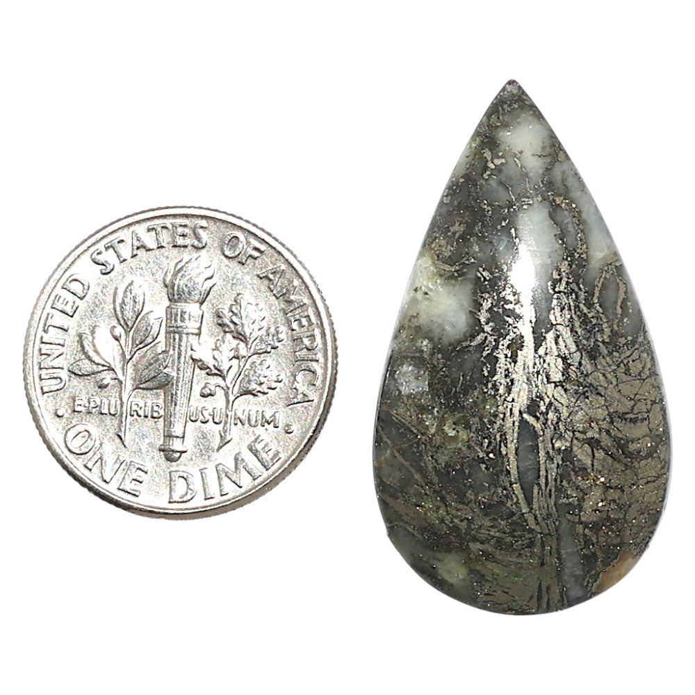 Natural Feder Pyrite 17x30.3x5.3 mm Pear Shape Polished Gemstone LS160-09269