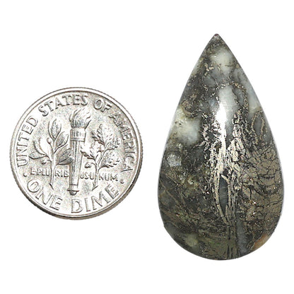 Natural Feder Pyrite 17x30.3x5.3 mm Pear Shape Polished Gemstone LS160-09269