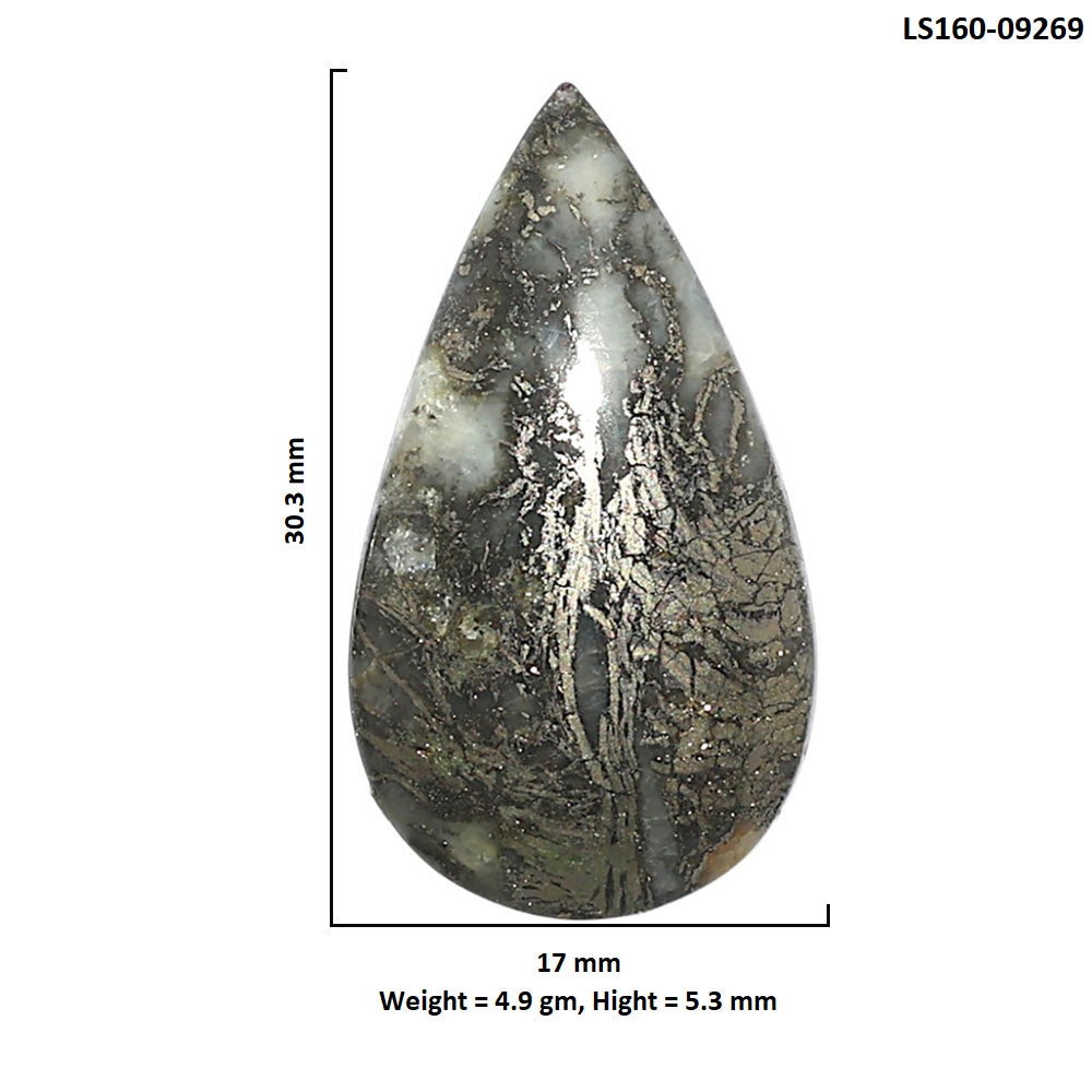 Natural Feder Pyrite 17x30.3x5.3 mm Pear Shape Polished Gemstone LS160-09269