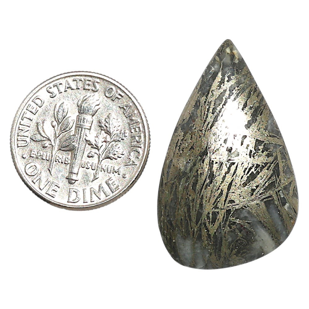 Natural Feder Pyrite 18x29.35x4.7 mm Pear Shape Polished Gemstone LS160-09270