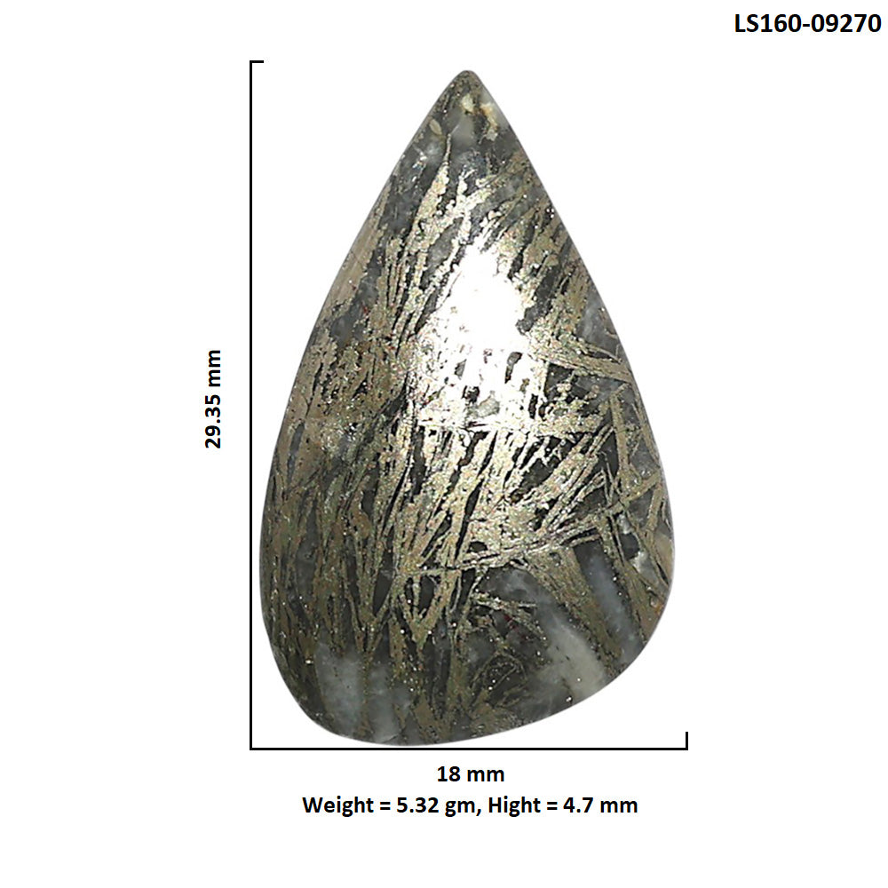 Natural Feder Pyrite 18x29.35x4.7 mm Pear Shape Polished Gemstone LS160-09270