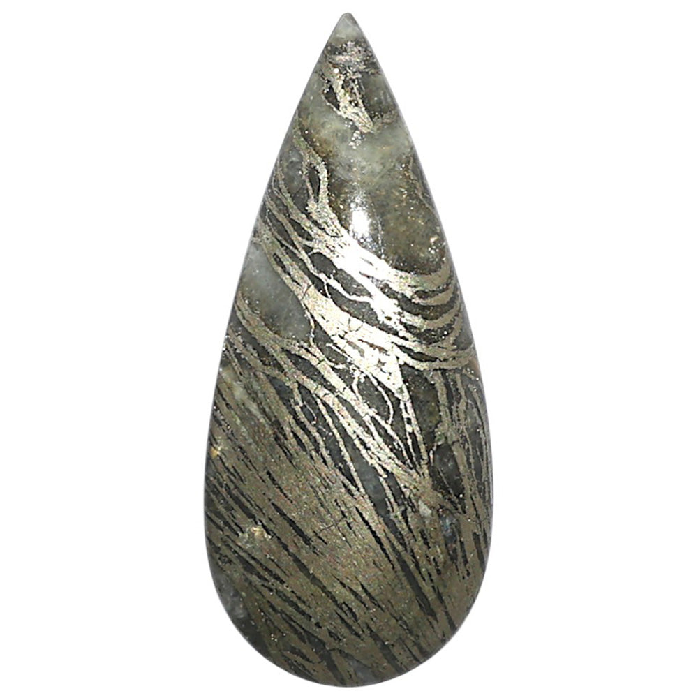 Natural Feder Pyrite 14x32.35x4.5 mm Pear Shape Polished Gemstone LS160-09273
