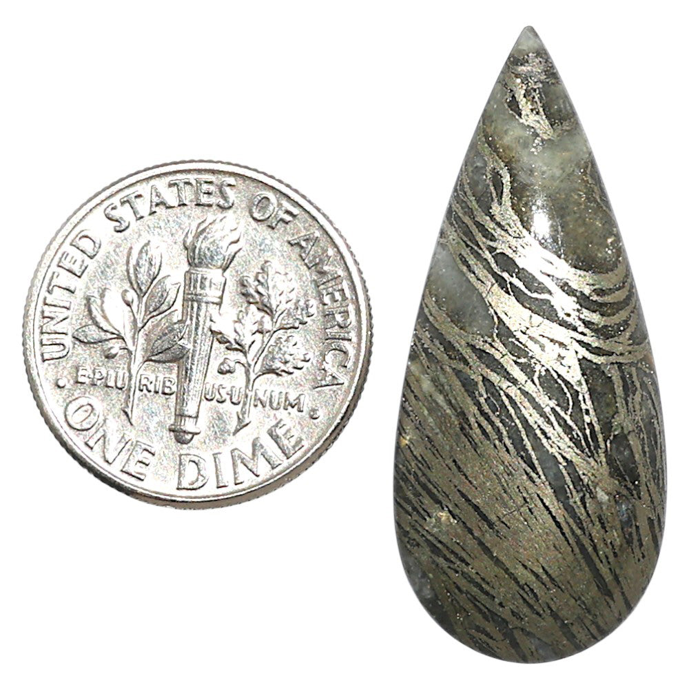 Natural Feder Pyrite 14x32.35x4.5 mm Pear Shape Polished Gemstone LS160-09273