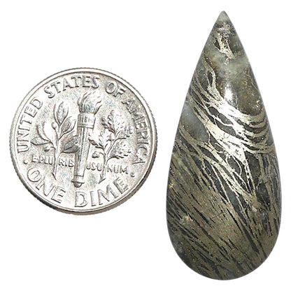 Natural Feder Pyrite 14x32.35x4.5 mm Pear Shape Polished Gemstone LS160-09273