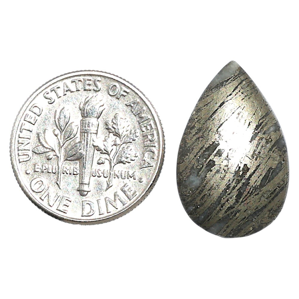 Natural Feder Pyrite 13x20.3x4.7 mm Pear Shape Polished Gemstone LS160-09277